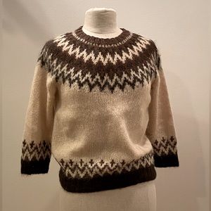 Ralph Lauren Sport Womens Mohair Icelandic Sweater/Off White, Brown /Size Medium